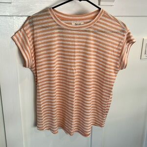 Madewell orange white striped tee t shirt XS extra small top creamsicle colors